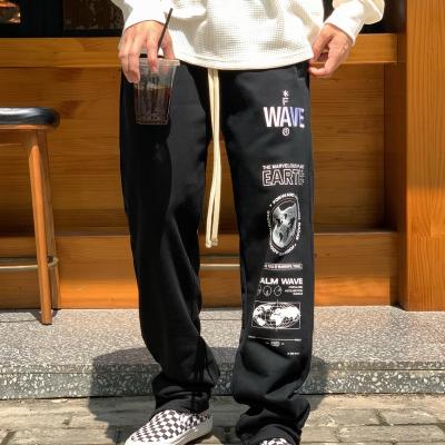 China Men Clothing Breathable Wholesale Custom Size Embroidery High Waist Hip Hop Streetwear Jogger Elastic Loose Sweatpants for sale