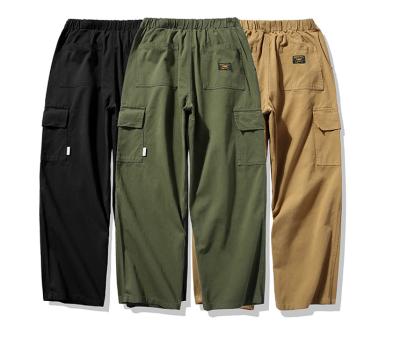 China Anti-Static Custom Straight Leg Cotton Mens Track Casual Cargo Pants With Big Pockets for sale