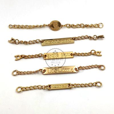 China Garment Chain Necklace Clip Shirt Collar Chain Metal Tags Logo Clothes Label for sale