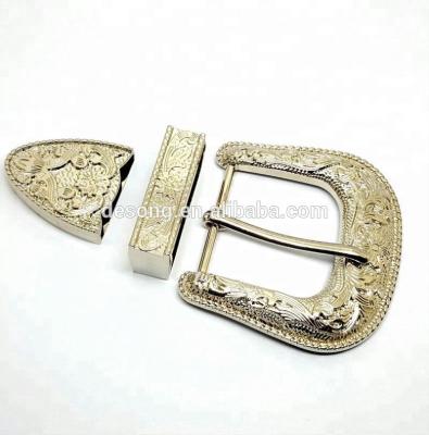 China Wholesale Washable.eco-friendly.durable.attractive 3 Pieces Gold Color Pin Belt Buckle Set With Engraved Design for sale