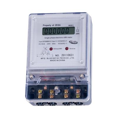 China DDS8888 single phase two wire LCD transparent PC material KWH energy watt hour meter / electronic meter Medidor de energia DDS8888 for sale