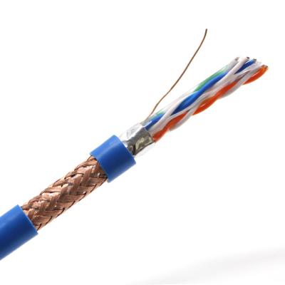 China 305m double 24awg shielded bare copper 23awg 4 pair sftp cat6 cable sstp copper cable sf/utp s/ftp for sale