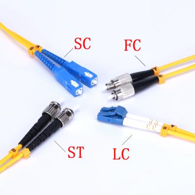 China CATV SC/UPC LC/APC 3M 9/125um OS2 Singlemode Dual Duplex Fiber Optic Patch Cord for sale