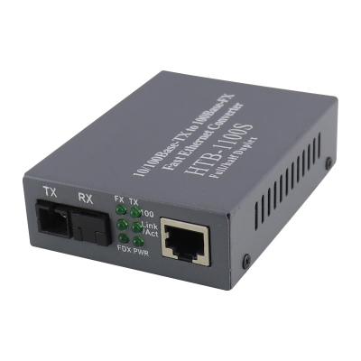 China FTTH one pair price 100M 25KM simplex SC fiber optic media converter with rj45 port for sale