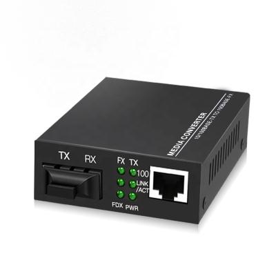 China Control System 20 40 Kilometer Distance Transmission Dual Fiber Single Mode Fiber Optic Media Converter for sale