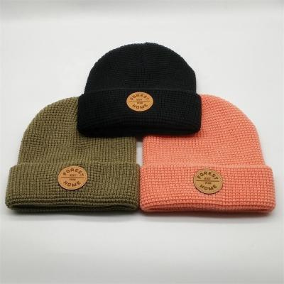 China COMMON Knitted Winter HatPlain Dyed Patch Logo Beanie Hat Fisherman Beanie High Quality Unisex for sale