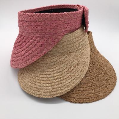 China Wholesale Striped Straw Sun Visor Cap for Beach Traveling Use for sale