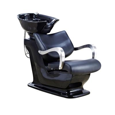 China Modern Barber Chair Spa Salon Equipment Shampoo Chair Fiberglass Backwash Bowl Unit Station Hairdressing Sinks Chair for sale