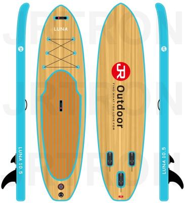 China Jrtron Unisex 2021 Luna 10' Wooden Design 5 Layer Reinforce All Inflatable Round Dot SUP Rack Drop Up Paddle Boards Isup Surfboards for sale