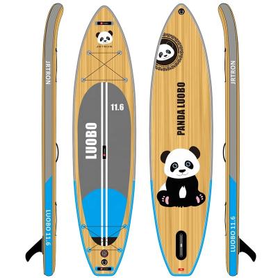 China Jrtron Unisex Panda Luobo 2022 Wood 11' 6 Layer Reinforce Traveling Drop Stitch Inflatable SUP Rack Up Paddle Boards ISUP Surfboards for sale