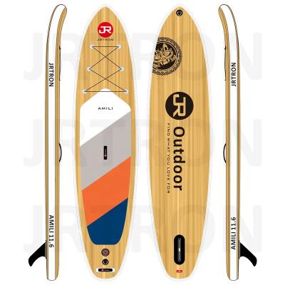 China 2022 Unisex Jrtron Amili Wooden Style Traveling Drop Stitch Inflatable SUP Rack Up Paddle Boards ISUP Surfboards for sale