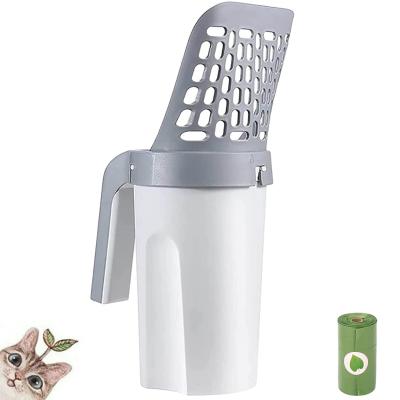 China Viable Cat Litter Shovel Hollow Netter Scooper Cat Poop Sifter Kitten Sand Cleaning Scoop With Waste Bags Trash Shovel Useful Pet for sale