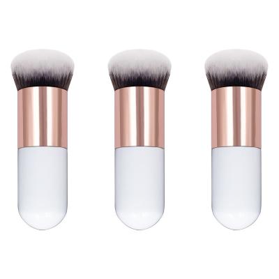 China New Chubby Pier Foundation Brush Flat Cream Professional Cosmetic Makeup Brush Chubby Grayish Brown Makeup Brushes for sale