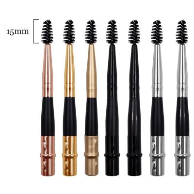 China Bazooka Eyelash Brush Custom With Retractable Private Label Silicone Eyelash Wooden Metal Gold Wand For Eyelash Extensions Mascara Brush for sale