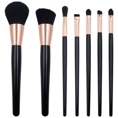 China Angular Blush Hot Selling Private Label Eye Makeup Brush Set 7pcs Black Rose Gold Eye Make Up Brush Set for sale