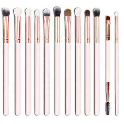 China Angular Blush Custom Premium Synthetic Eyeshadow And Face Makeup Brushes Factory 12 Pieces Makeup Brush Set for sale