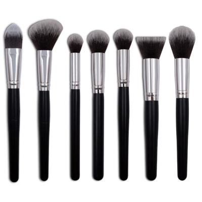 China Angular Blush Fashion Design 8 Piece Set With Black Soft Handle Synthetic Fiber Makeup Brushes for sale