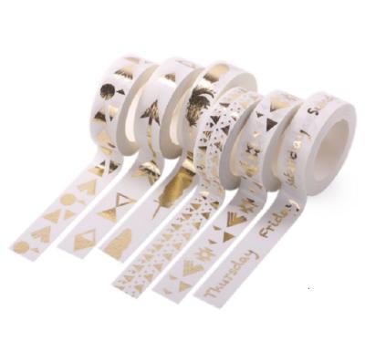 China Waterproof Custom Rolls Foil Washi Tape Maker Print Gold Foil Tape Foil Colored DIY Metal Craft Washi Tape for sale