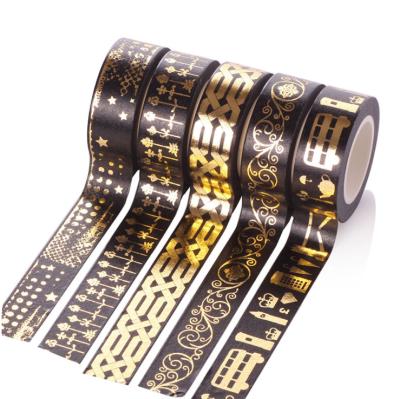 China Waterproof Custom Design Printing Album Washi Tape Colored Holographic Gold Foil To DIY for sale