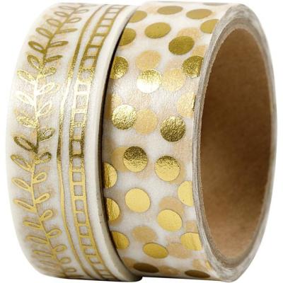 China Waterproof Custom Rolls Foil Washi Tape Maker Print Gold Foil Tape Foil Colored DIY Metal Craft Washi Tape for sale