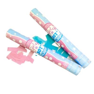 China Gender Reveal Supplier Allinthree Premium ODM OEM Gender Reveal Party Popper Confetti Cannon Blue Pink Paper Shooter for sale