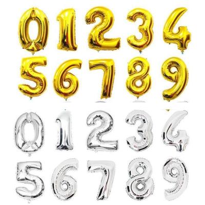 China Top quality sale 16 inchy aluminum party Suppies Allinthree factory number foil balloon for party birthday anniversary for sale