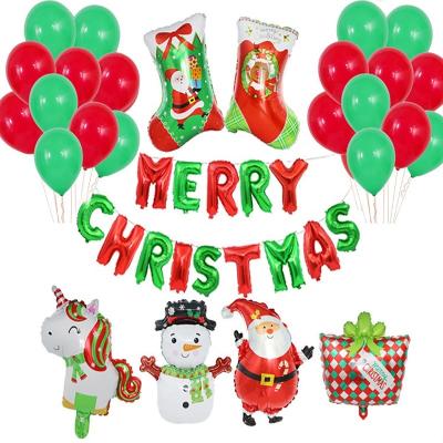 China Festival Decoration Allinthree Factory Sale Merry Christmas Foil Balloon Arch Kit with Santa Claus Snowman Tree for Decoration for sale