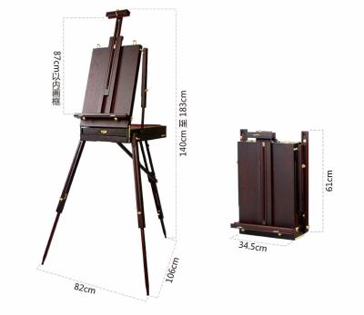 China 2021 Adjustable Easel Large Walnut Style Field and Studio Sketchbox Wooden Tripod Painting French Easel with Drawer and Artist Wood Palette for sale