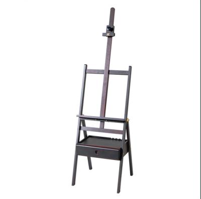 China 2021 New Artist Easel Black Adjustable Solid Beech Wood Floor Painting Easel With Drawer for sale