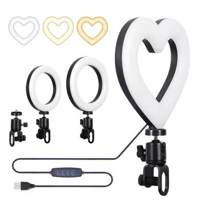 China PORTABLE Live Broadcast Fill Light With Multifunctional High Quality Bracket Beauty Heart Ring Light for sale