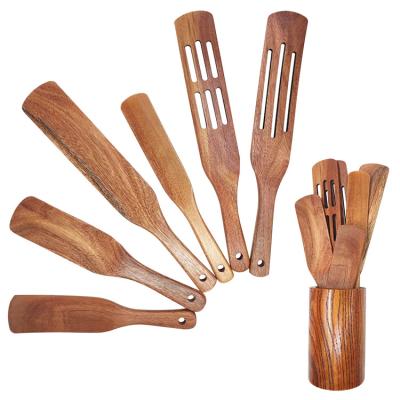 China 2021 Sustainable Nice Quality Spurtles Set Natural Wood Spurtles With Bamboo Non-Stick Holder Kitchen Tool Spurtles Set Of 5 for sale