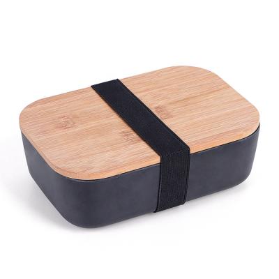 China Eco Friendly Microwave Safe 750ml Bento Box Black Bamboo Lunch Box For Office Men Ladies for sale