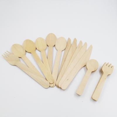 China Sustainable Disposable Bamboo Cutlery Set Spoon Fork Knife Wood Set Custom Logo for sale