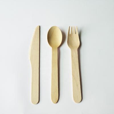 China Food Supply Spoon Fork Birchwood Disposable Cutlery for sale