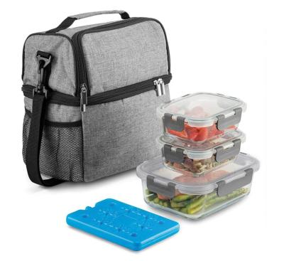 China Freshness Storage Lunch Box Set - Insulated Lunch Bag For Women Men 6pc Glass Container Set 3 Leakproof Locking Lids And Glass Containers Ice Pack for sale