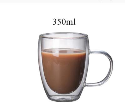 China Double Viable Wall Insulated Espresso Mug With Clear Handle Cup For Tea Coffee Milk Cold Drinks Heat Resistant Layered Thermal Mug for sale