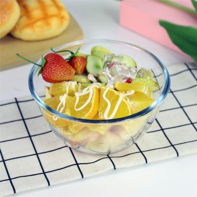 China Sustainable Hot Selling High Borosilicate Glass Mixing Bowl Heat Resistant Salad Bowl for sale