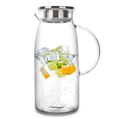 China Durable Glass Pitcher Dripless Water Pitcher With Tight Lid And Pretty Stainless Steel Brush 2000mL for sale