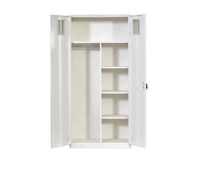 China Low Price Adjustable High Quality White Storage Wardrobe 4 (Size) Shelves Metal Storage Cabinet Steel Locker With Mirror for sale