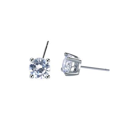 China Real CLASSIC S925 Stud Earrings For Sensitive Earrings Hypoallergenic Zircon Earrings For Women Piercing Jewelry Amazon Dropship for sale