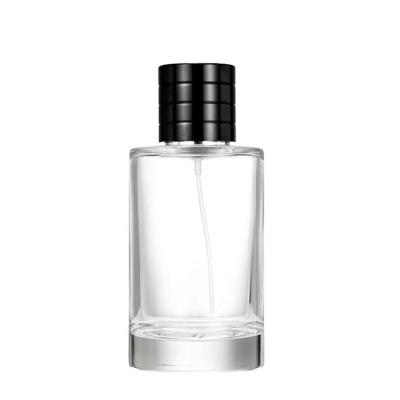 China 50ml 100ml Cosmetic Luxury Recyclable Clear Glass Perfume Bottle With Pump Spray Cap for sale