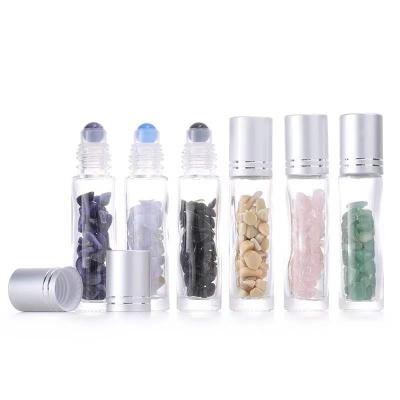 China Rolling Stones Cosmetic Cosmetic Bottle Packaging Roll Ball 10ml Clear Glass Roll On Bottles For Essential Oil Perfume for sale