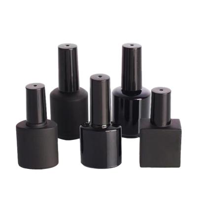 China Private Label 5ml 10ml 15ml OEM Glass Bottle Nail Polish Cosmetic Empty Matte Black UV Gel Cosmetic Bottle for sale