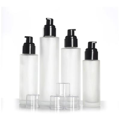 China Cosmetic Button Shoulder Flat Essential Oil Bottle Custom Scrub Cosmetic Glass Dropper Bottle for sale