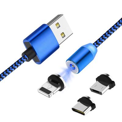 China Led ligting 3 in 1 magnetic USB cable with LED lighting for sale