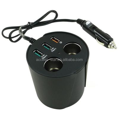 China OEM 3 Cup Type Port Car Charger For Multiple Mobile Phone Max Diameter: 76mm; size: 76mm for sale