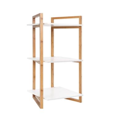 China Living room set shelf, bookcase and storage bamboo shelf with 3 tiers, ideal for living room for sale