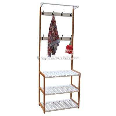 China Home Furniture Wooden Clothing Rack With 3 Tiers Shoe Racks for sale