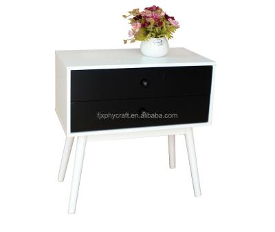 China Nightstand wooden white bedside table with 2 drawers for sale