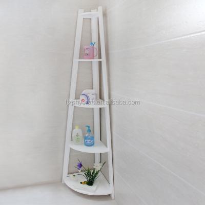 China Suitable for white color 5 rows outside wooden corner shelf for sale